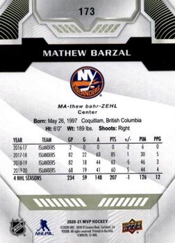 2020-21 Upper Deck MVP #173 Mathew Barzal Back