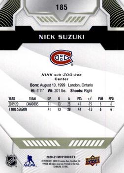 2020-21 Upper Deck MVP #185 Nick Suzuki Back