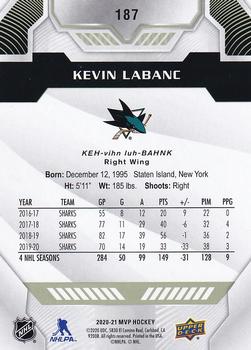 2020-21 Upper Deck MVP #187 Kevin Labanc Back