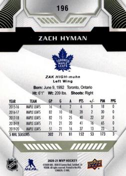 2020-21 Upper Deck MVP #196 Zach Hyman Back