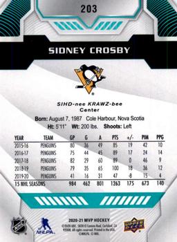 2020-21 Upper Deck MVP #203 Sidney Crosby Back