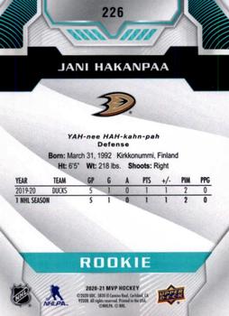2020-21 Upper Deck MVP #226 Jani Hakanpaa Back