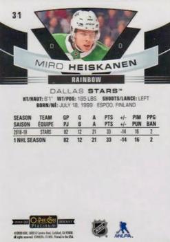 2019-20 O-Pee-Chee Platinum - Rainbow #31 Miro Heiskanen Back