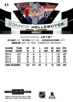 2019-20 O-Pee-Chee Platinum - Sunset #41 Connor Hellebuyck Back