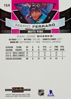 2019-20 O-Pee-Chee Platinum - Matte Pink #154 Mario Ferraro Back