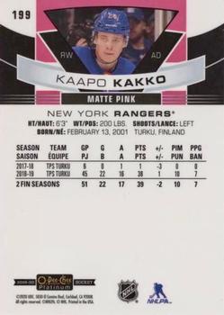 2019-20 O-Pee-Chee Platinum - Matte Pink #199 Kaapo Kakko Back