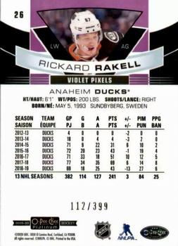 2019-20 O-Pee-Chee Platinum - Violet Pixels #26 Rickard Rakell Back