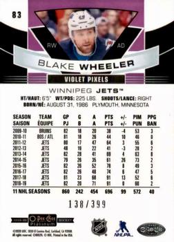 2019-20 O-Pee-Chee Platinum - Violet Pixels #83 Blake Wheeler Back