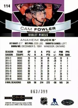 2019-20 O-Pee-Chee Platinum - Violet Pixels #114 Cam Fowler Back