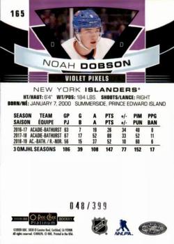 2019-20 O-Pee-Chee Platinum - Violet Pixels #165 Noah Dobson Back