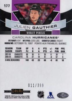 2019-20 O-Pee-Chee Platinum - Violet Pixels #177 Julien Gauthier Back