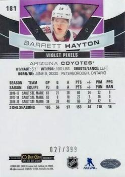 2019-20 O-Pee-Chee Platinum - Violet Pixels #181 Barrett Hayton Back