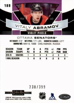 2019-20 O-Pee-Chee Platinum - Violet Pixels #189 Vitaly Abramov Back