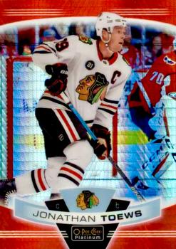 2019-20 O-Pee-Chee Platinum - Red Prism #20 Jonathan Toews Front
