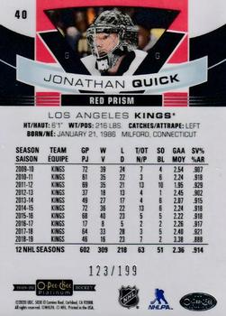 2019-20 O-Pee-Chee Platinum - Red Prism #40 Jonathan Quick Back