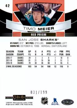 2019-20 O-Pee-Chee Platinum - Red Prism #42 Timo Meier Back