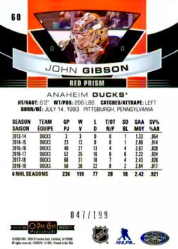 2019-20 O-Pee-Chee Platinum - Red Prism #60 John Gibson Back