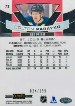 2019-20 O-Pee-Chee Platinum - Red Prism #73 Colton Parayko Back