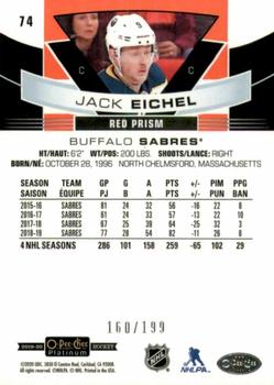 2019-20 O-Pee-Chee Platinum - Red Prism #74 Jack Eichel Back