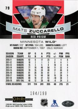 2019-20 O-Pee-Chee Platinum - Red Prism #79 Mats Zuccarello Back
