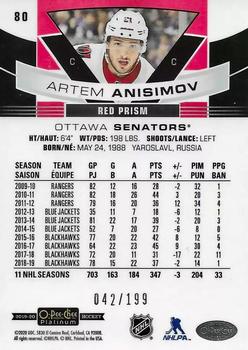 2019-20 O-Pee-Chee Platinum - Red Prism #80 Artem Anisimov Back