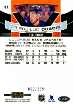 2019-20 O-Pee-Chee Platinum - Red Prism #81 Pierre-Luc Dubois Back