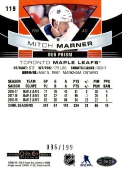 2019-20 O-Pee-Chee Platinum - Red Prism #119 Mitch Marner Back