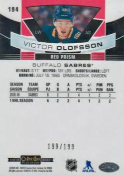 2019-20 O-Pee-Chee Platinum - Red Prism #194 Victor Olofsson Back