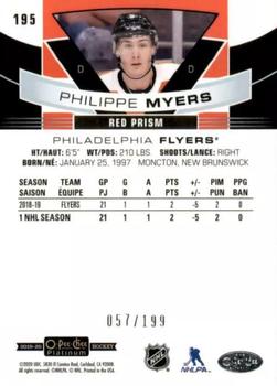 2019-20 O-Pee-Chee Platinum - Red Prism #195 Philippe Myers Back