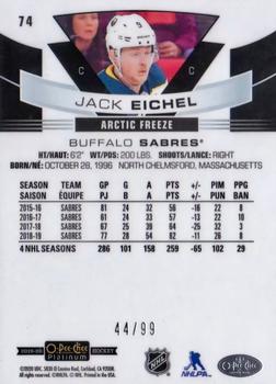 2019-20 O-Pee-Chee Platinum - Arctic Freeze #74 Jack Eichel Back