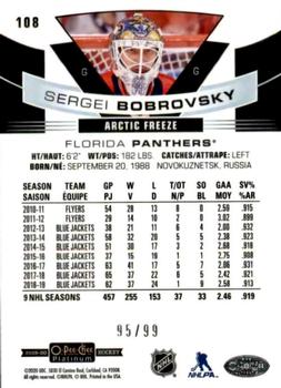 2019-20 O-Pee-Chee Platinum - Arctic Freeze #108 Sergei Bobrovsky Back