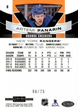 2019-20 O-Pee-Chee Platinum - Orange Checkers #8 Artemi Panarin Back