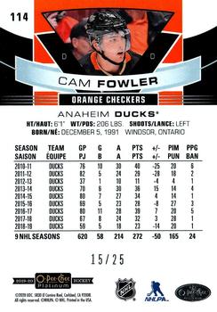 2019-20 O-Pee-Chee Platinum - Orange Checkers #114 Cam Fowler Back