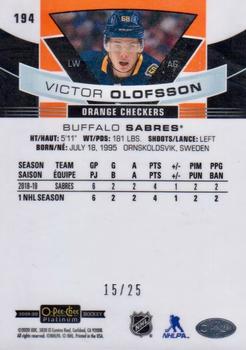 2019-20 O-Pee-Chee Platinum - Orange Checkers #194 Victor Olofsson Back