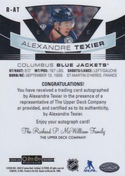 2019-20 O-Pee-Chee Platinum - Rookie Autos #R-AT Alexandre Texier Back