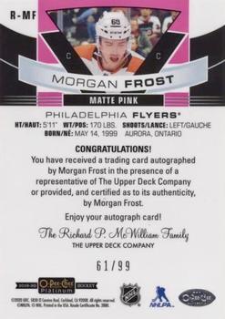 2019-20 O-Pee-Chee Platinum - Rookie Autos Matte Pink #R-MF Morgan Frost Back
