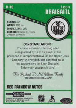 2019-20 O-Pee-Chee Platinum - Retro Red Rainbow Autographs #R-10 Leon Draisaitl Back