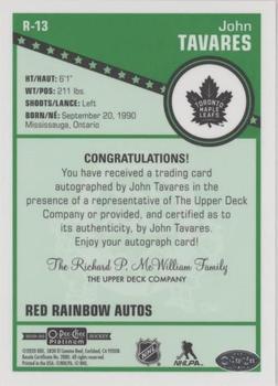 2019-20 O-Pee-Chee Platinum - Retro Red Rainbow Autographs #R-13 John Tavares Back