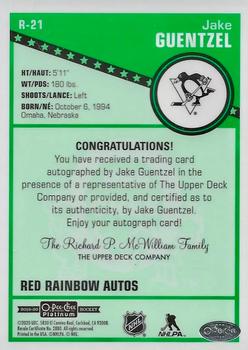 2019-20 O-Pee-Chee Platinum - Retro Red Rainbow Autographs #R-21 Jake Guentzel Back