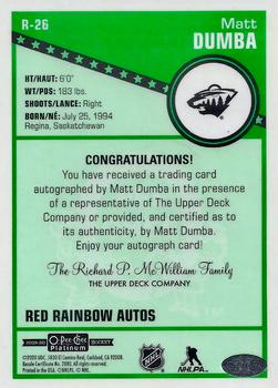 2019-20 O-Pee-Chee Platinum - Retro Red Rainbow Autographs #R-26 Matt Dumba Back