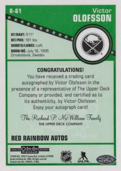 2019-20 O-Pee-Chee Platinum - Retro Red Rainbow Autographs #R-61 Victor Olofsson Back