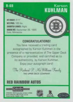 2019-20 O-Pee-Chee Platinum - Retro Red Rainbow Autographs #R-69 Karson Kuhlman Back