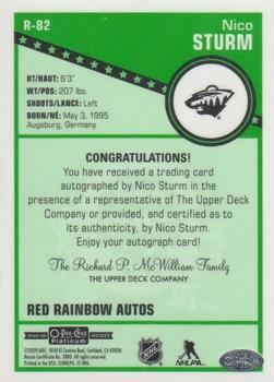 2019-20 O-Pee-Chee Platinum - Retro Red Rainbow Autographs #R-82 Nico Sturm Back