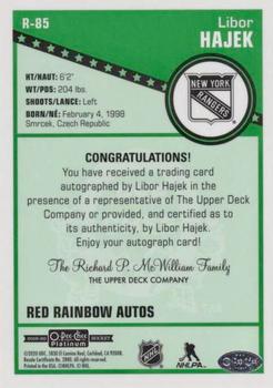 2019-20 O-Pee-Chee Platinum - Retro Red Rainbow Autographs #R-85 Libor Hajek Back