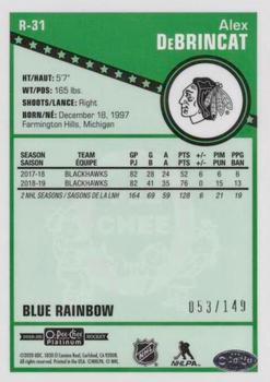 2019-20 O-Pee-Chee Platinum - Retro Blue Rainbow #R-31 Alex DeBrincat Back