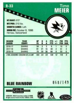 2019-20 O-Pee-Chee Platinum - Retro Blue Rainbow #R-33 Timo Meier Back