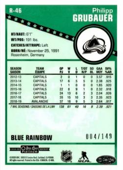 2019-20 O-Pee-Chee Platinum - Retro Blue Rainbow #R-46 Philipp Grubauer Back