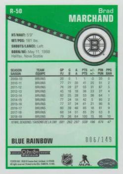 2019-20 O-Pee-Chee Platinum - Retro Blue Rainbow #R-50 Brad Marchand Back