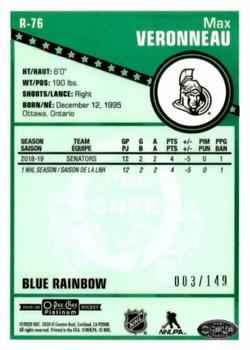 2019-20 O-Pee-Chee Platinum - Retro Blue Rainbow #R-76 Max Veronneau Back