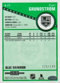 2019-20 O-Pee-Chee Platinum - Retro Blue Rainbow #R-77 Carl Grundstrom Back